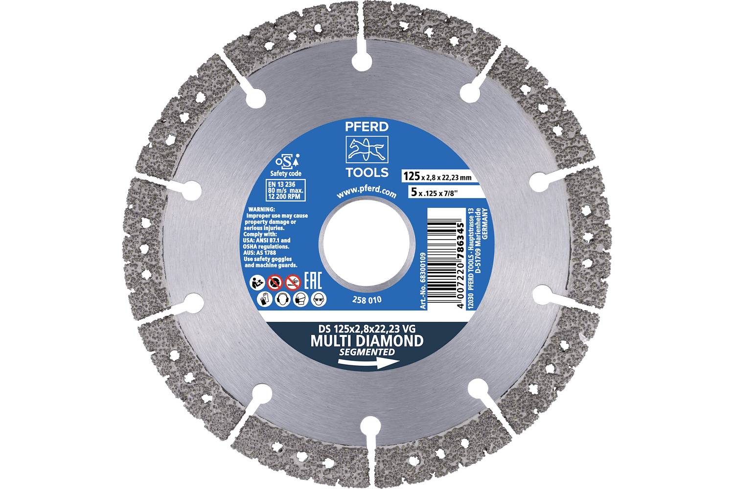 PFERD TOOLS 68300109 DS 125x2,8x22,23 VG Disque à tronçonner diamanté Diamètre 125 mm Ø de perçage 22.23 mm 1 pc(s)