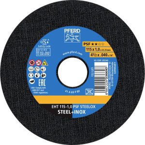 PFERD TOOLS EHT 115-1,0 PSF STEELOX (TIN 10) 69121092 Disque à tronçonner 115 mm 10 pc(s) PFERD TOOLS EHT 115-1,0 PSF STEELOX (TIN 10) 69121092 Disque à tronçonner 115 mm 10 pc(s)