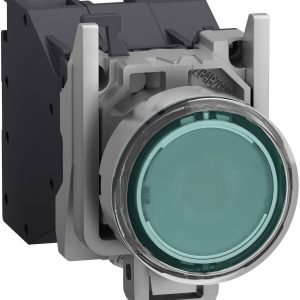 Schneider Electric XB4BP383BM5GEX Bouton-poussoir lumineux, Harmony XB4 ATEX D, métal, 22 mm, vert, 4-254 V ACDC, 1S, AT