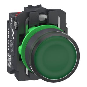 Schneider Electric XB5AW33B55 Bouton-poussoir lumineux, Harmony XB5, plastique, 22 mm, vert, Sans inscription, LED, calo