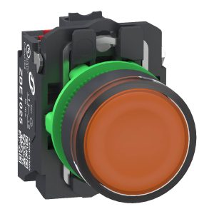 Schneider Electric XB5AW35B55 Bouton-poussoir lumineux, Harmony XB5, plastique, 22 mm, orange, Sans inscription, LED, ca