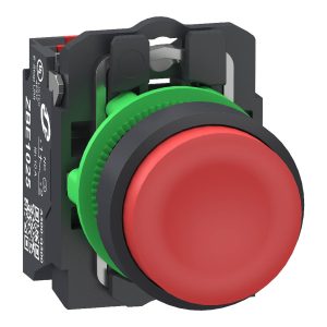 Schneider Electric XB5AL425 Bouton poussoir, Harmony XB5, plastique, 22 mm, rouge, En saillie, sans inscription, palpant
