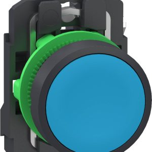 Schneider Electric XB5AA615 Bouton poussoir, Harmony XB5, plastique, 22 mm, bleu, Sans inscription, palpage, 1S, push-in
