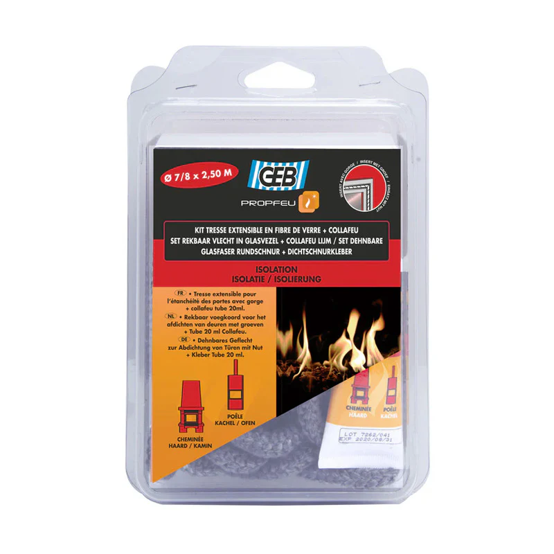 Kit complet GEB Tresse ronde 2,5m Ø 7 à 8mm en fibre de verre + Colle